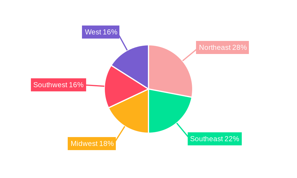 US Luxury Market Market Share by Region - Global Geographic Distribution